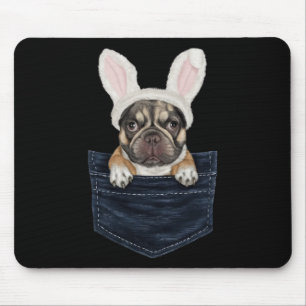 Cute French Bulldog Puppy Bunny Hat In Pocket East Mouse Mat