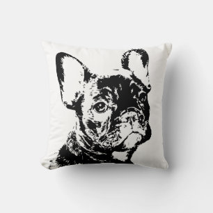Cute French Bulldog Puppy Dog Pen and Ink Art Cushion