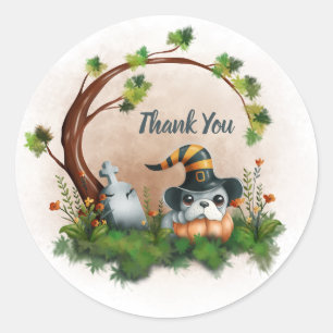 Cute French Bulldog Puppy Halloween Baby Shower Classic Round Sticker