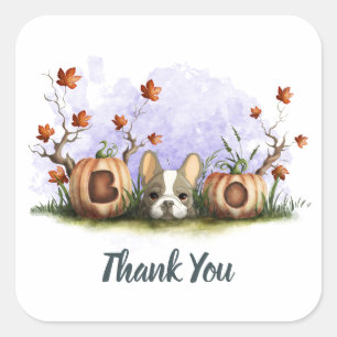 Cute French Bulldog Puppy Halloween Baby Shower Square Sticker