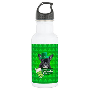 Cute French Bulldog Puppy Hat St. Patrick Day 532 Ml Water Bottle