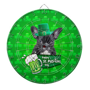 Cute French Bulldog Puppy Hat St. Patrick Day Dartboard