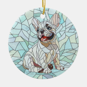 Cute French Bulldog Puppy - pastel mosaic Ceramic Tree Decoration
