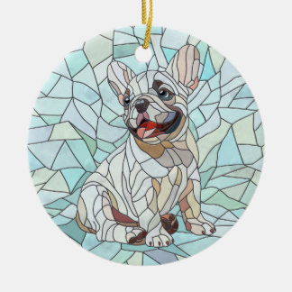 Cute French Bulldog Puppy - pastel mosaic Ceramic Tree Decoration
