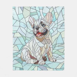 Cute French Bulldog Puppy - pastel mosaic Fleece Blanket
