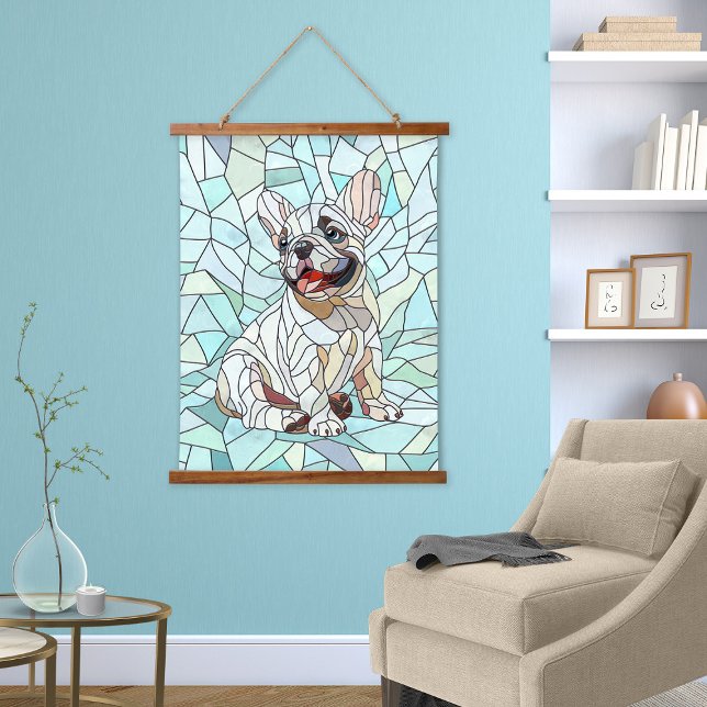 Cute French Bulldog Puppy - pastel mosaic Hanging Tapestry (Creator Uploaded)