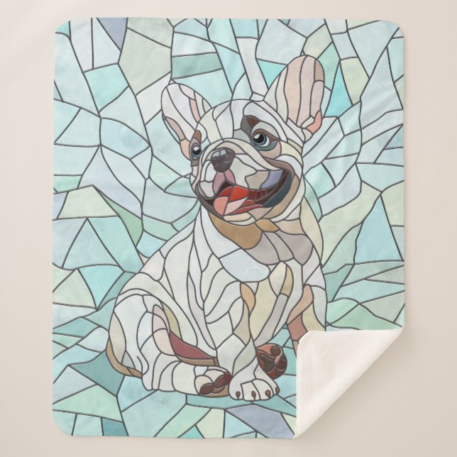 Cute French Bulldog Puppy - pastel mosaic Sherpa Blanket (Front)