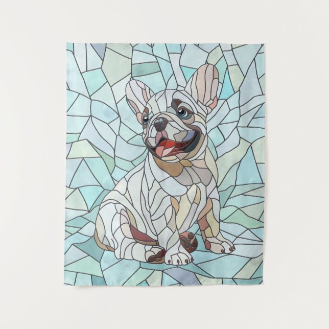 Cute French Bulldog Puppy - pastel mosaic Tapestry (Front)