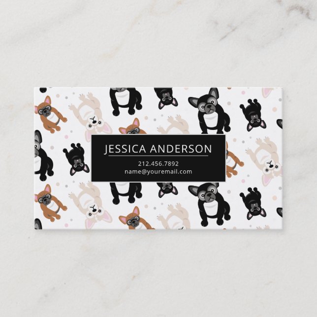 Cute French Bulldog Puppy Pattern Business Card (Front)