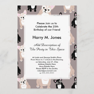 Cute French Bulldog Puppy Pattern Invitation