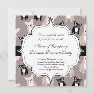 Cute French Bulldog Puppy Pattern Invitation
