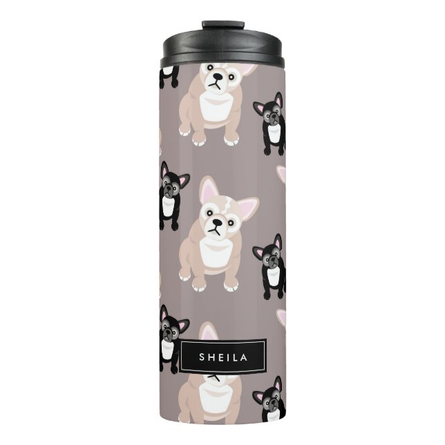 Cute French Bulldog Puppy Pattern Thermal Tumbler (Front)