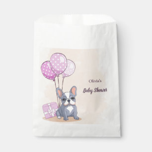 Cute French Bulldog Puppy Pink Balloon Baby Shower Favour Bags