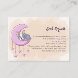 Cute French Bulldog Puppy Pink Moon Book Request Enclosure Card
