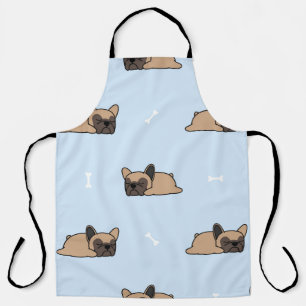 Cute french bulldog puppy sleeping seamless patter apron