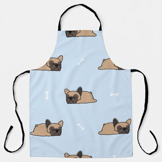 Cute french bulldog puppy sleeping seamless patter apron (Front)