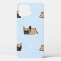 Cute french bulldog puppy sleeping seamless patter