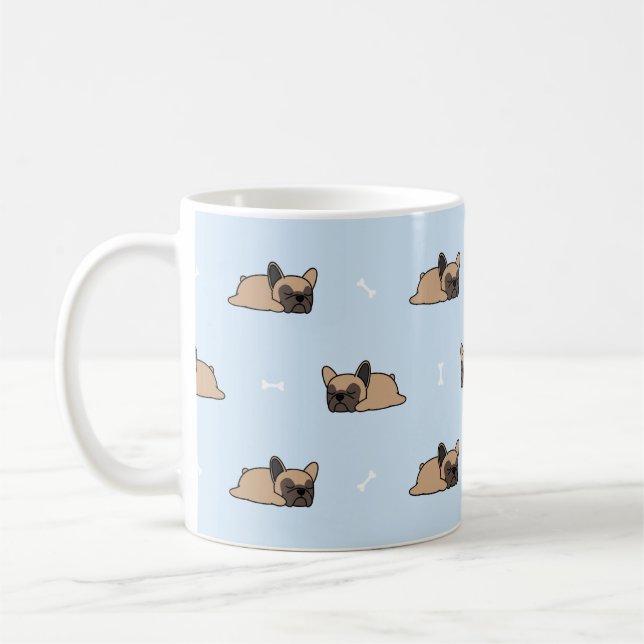 Cute french bulldog puppy sleeping seamless patter coffee mug (Left)