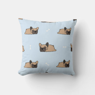 Cute french bulldog puppy sleeping seamless patter cushion