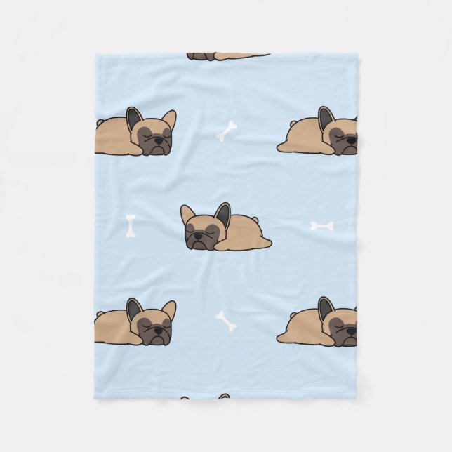 Cute french bulldog puppy sleeping seamless patter fleece blanket (Front)