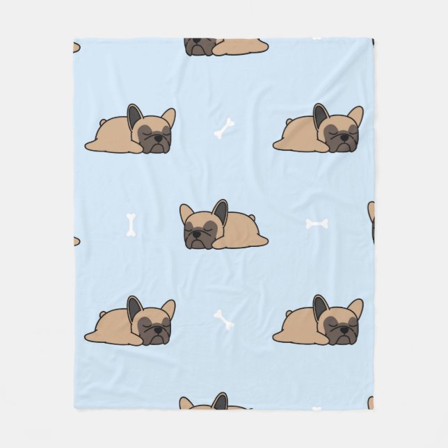 Cute french bulldog puppy sleeping seamless patter fleece blanket (Front)