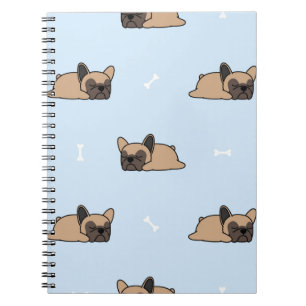 Cute french bulldog puppy sleeping seamless patter notebook