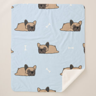 Cute french bulldog puppy sleeping seamless patter sherpa blanket