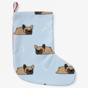 Cute french bulldog puppy sleeping seamless patter small christmas stocking