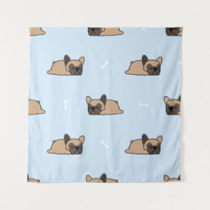Cute french bulldog puppy sleeping seamless patter tapestry