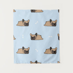 Cute french bulldog puppy sleeping seamless patter tapestry