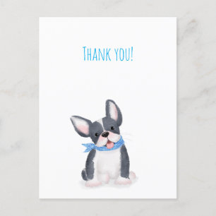 Cute French bulldog puppy thank you postcard