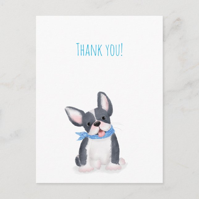 Cute French bulldog puppy thank you postcard (Front)