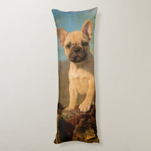 Cute French Bulldog Puppy, Vintage, cuddly Body Cushion