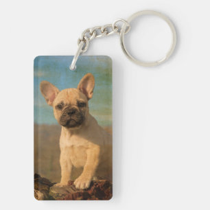 Cute French Bulldog puppy, vintage Key Ring