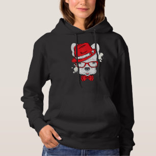 Cute French Bulldog Puppy Wear A Hat And Glasses Hoodie