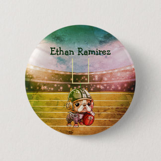 Cute French bulldog quarterback Football Stadium 6 Cm Round Badge