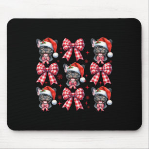 Cute French Bulldog Red Plaid Coquette Bow Christm Mouse Mat