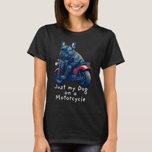 Cute French Bulldog riding motorcycle at Christmas T-Shirt