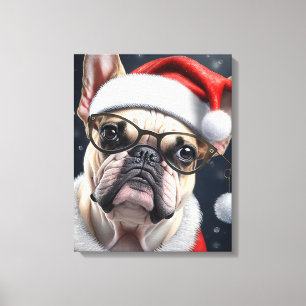 Cute French Bulldog Santa Christmas Holiday Design Canvas Print