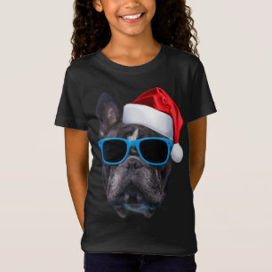 Cute French Bulldog Santa Hat Image Funny Christma T-Shirt
