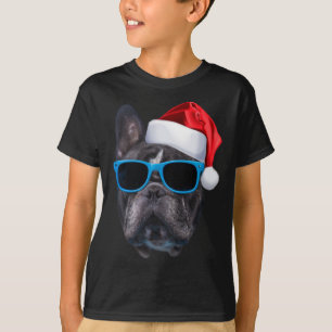 Cute French Bulldog Santa Hat Image Funny Christma T-Shirt