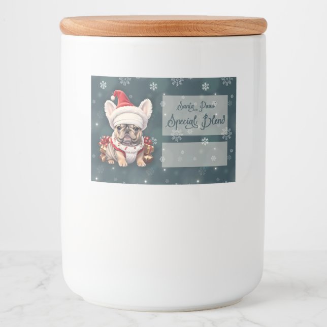 Cute French Bulldog Santa Hat Merry Christmas Food Label (Front)