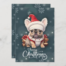 Cute French Bulldog Santa Hat Merry Christmas
