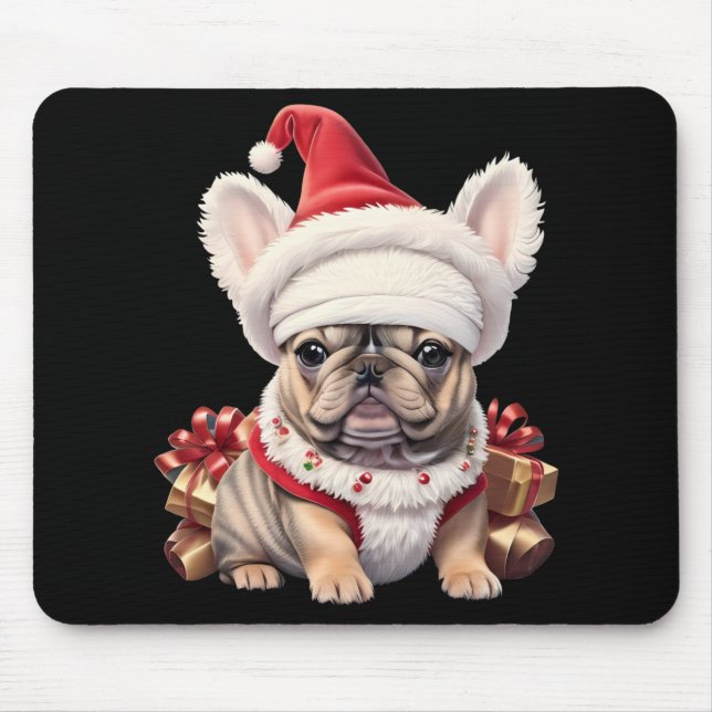 Cute French Bulldog Santa Hat Merry Christmas T Sh Mouse Mat (Front)