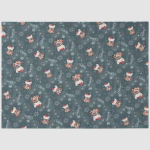 Cute French Bulldog Santa Hat Merry Christmas Tissue Paper