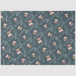 Cute French Bulldog Santa Hat Merry Christmas Tissue Paper