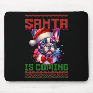 Cute French Bulldog Santa Hat Ugly Christmas Holid Mouse Mat