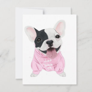 Cute French Bulldog Stuck Just Love Me Invitation