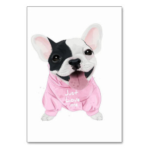 Cute French Bulldog Stuck Just Love Me Table Number