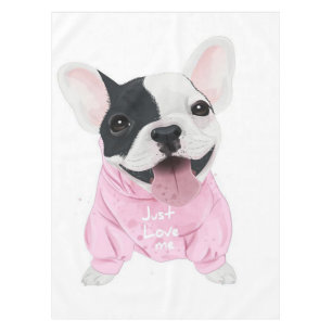 Cute French Bulldog Stuck Just Love Me Tablecloth
